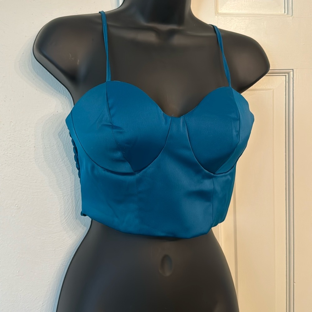 Sincerely Jules Teal bustiers crop top with adjustable straps
